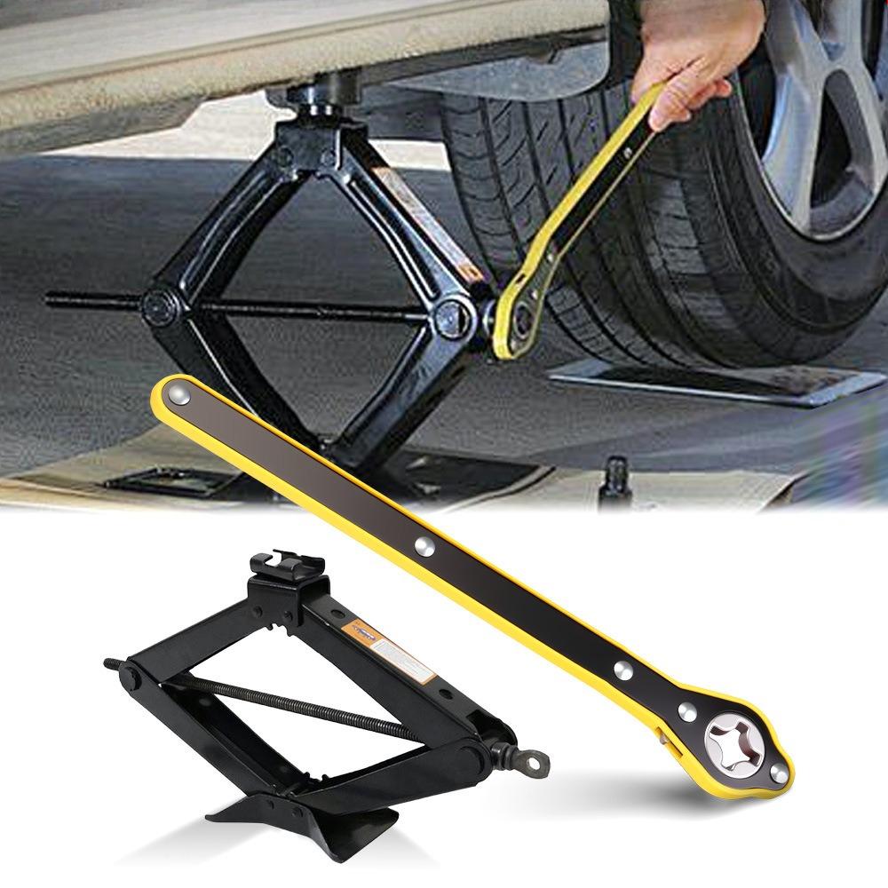 Labor Saving Jack Ratchet Wrench Car Long Handle Scissor Jack Lug 360° Forward And Reverse Knob Garage Tire Wheel For Motorcycle