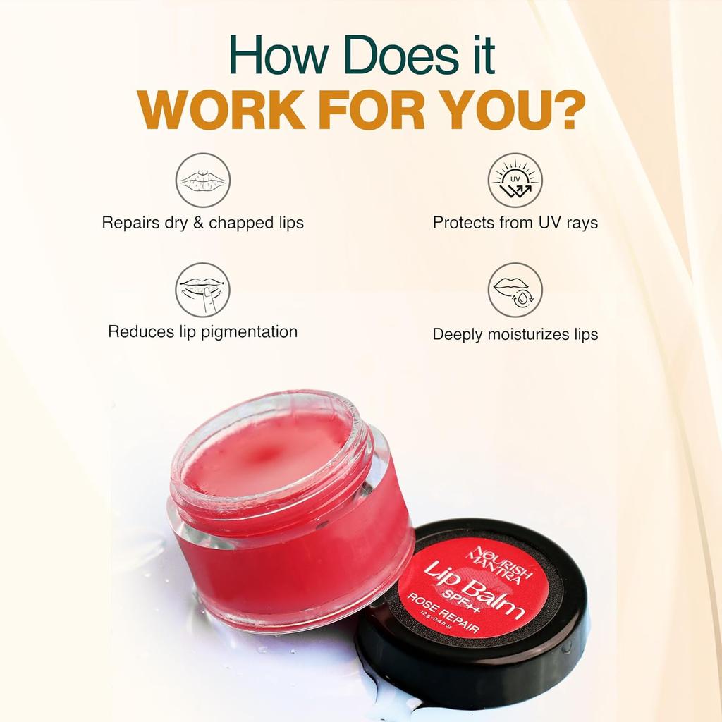 Rosen Reparatur Lippenbalsam mit LSF/Hergestellt mit Rosenextrakten, Olivenöl, Sheabutter, Vitamin E und Avocadoöl/Für trockene, / 12g