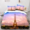 Eiffel Tower Duvet Cover Set King Size Paris Cityscape Twin Bedding Set Modern French Style Polyester Comforter Cover Boys Girls