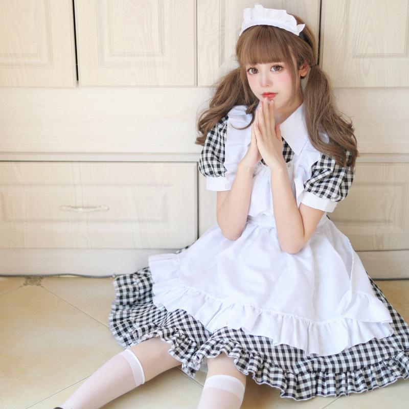 Gothic Lolita Anime Maid Cosplay Costumes Women Plus Size Love Live Cosplay Halloween Animation Sweet Coffee Waitress Role Play