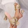 New Women Sexy High Heels Shoes Woman Summer Outdoor Runway Party Shoes Square Toe Pleated Design Pumps Zapatos De Mujer