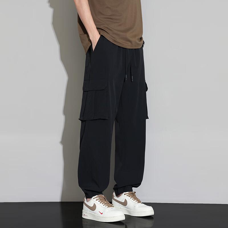 FARUISHI Men s Loose Fit Multi-Pocket Cargo Pants L