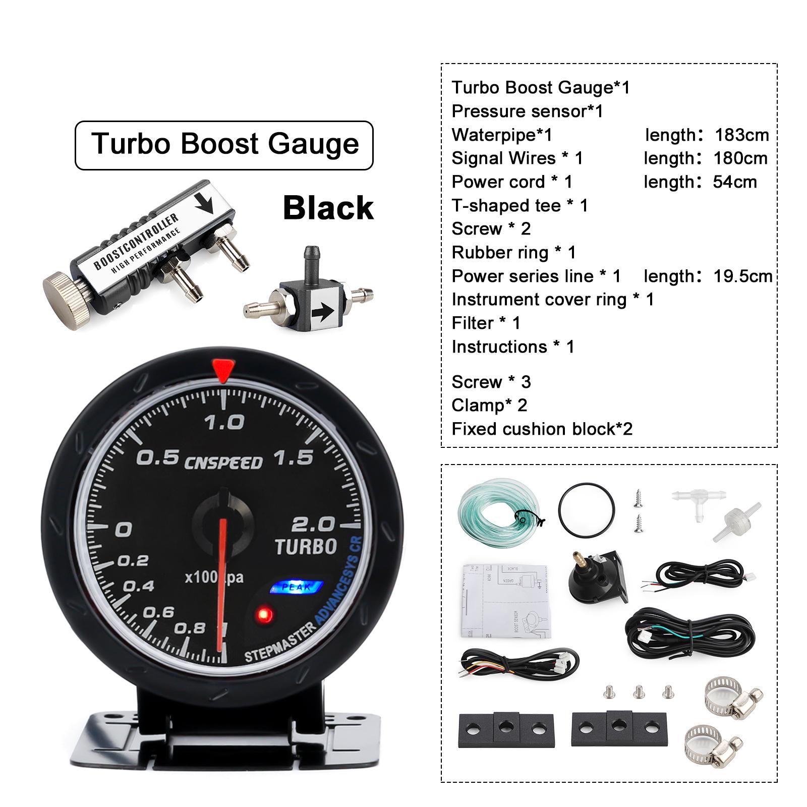 60MM Car Turbo Boost gauge + Adjustable Turbo Boost Controller Kit 1-30 PSI IN-CABIN Car Gauge Car Meter With black Control