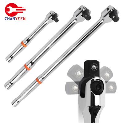 Chiave a Cricchetto con Attacco da 1/2" Bussola Estensione 10/15/18 pollici Testa Flessibile a 180 Gradi Cr-V e Manico Antiscivolo Inciso Strumenti di Riparazione