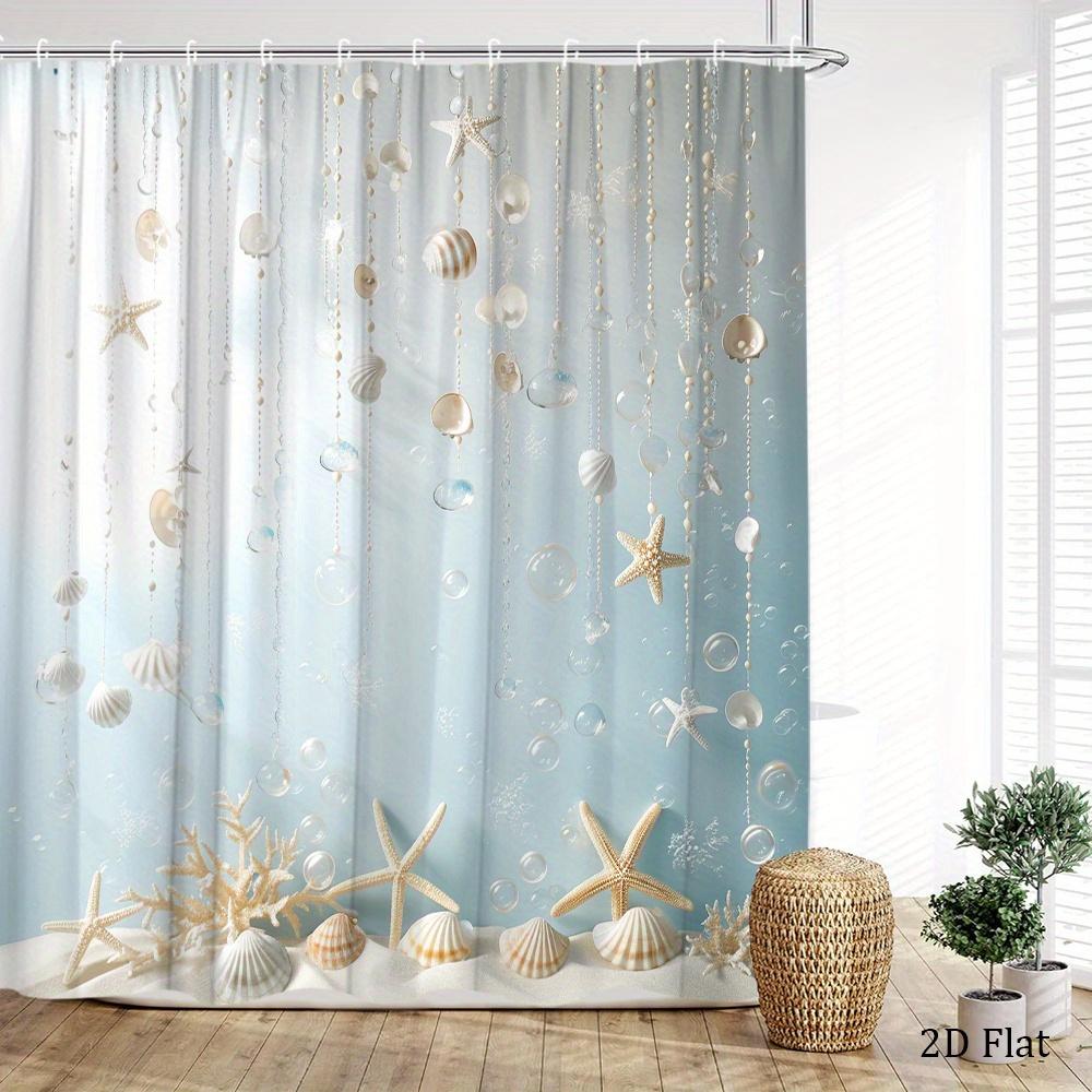 Tenda Doccia con Conchiglie Marine Stelle Marine Bolle Design Appeso Decorazione Bagno Tende Impermeabili Stile Casa Costiera