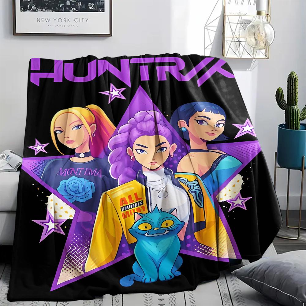 1pz Coperta in Flanella con Stampa Kpop Demon Hunters, Alta Qualità, Per Tutte le Stagioni, Decorazione per la Casa, Calore e Comfort, Perfetta per Regali di Natale