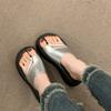 Sommer Damen Plateau Dicke Sohle Pantoletten Mode Zehensteg Slide Damen Lässig Strandurlaub Sandalen
