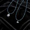 Unique Beach Style Beaded Necklace Blue Shell Pendant Detail Clavicle Chain Adjustable Length Neckchain