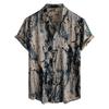 Men's Short Sleeved Shirt, Daily Fashion Printed Button Top, Chest Pocket Cardigan