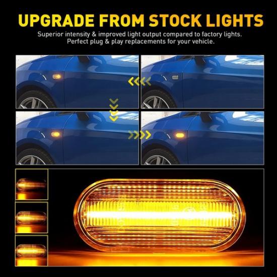 LED Front Fender Side Marker For Light 2000-2004 VW MK4 Golf Jetta R32 Passat B5