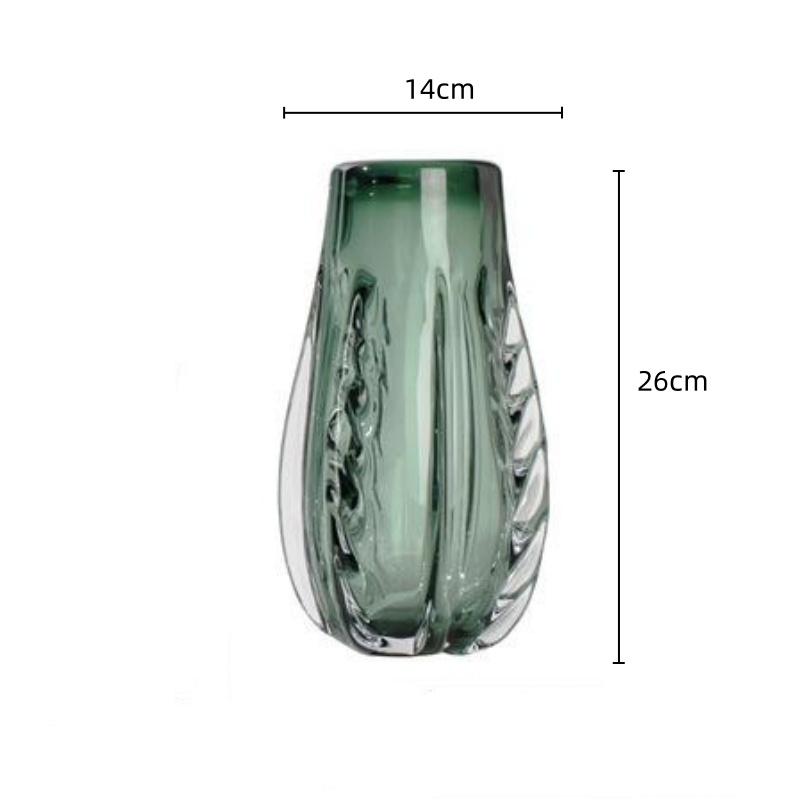 Grüne Glasvase Transparente Dicke Kristallvase Blumenarrangement Zubehör Terrarium Blumentopf Heimdeko Zubehör