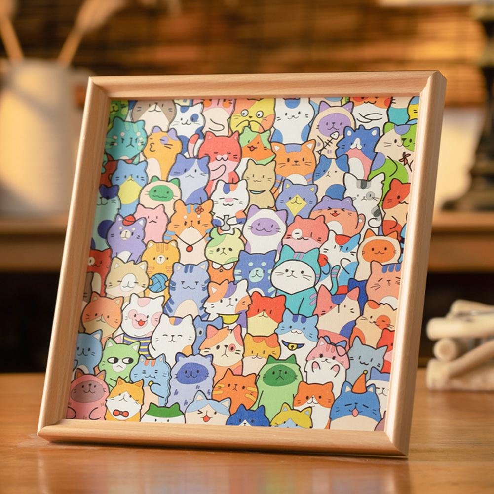 Kreslené roztomilé kotě Dřevěné puzzle Hračky Kreativní ručně malovaná DIY montážní hračka Puzzle Vánoční dárek