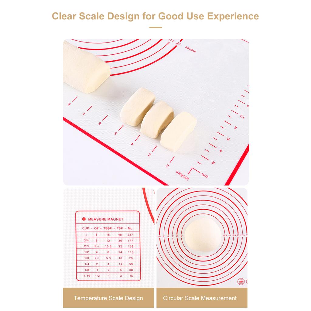 Silicone Making Baking Mat BBQ Mat with Clear Scale Design Washable Rotatable for Home Kitchen Daily Use