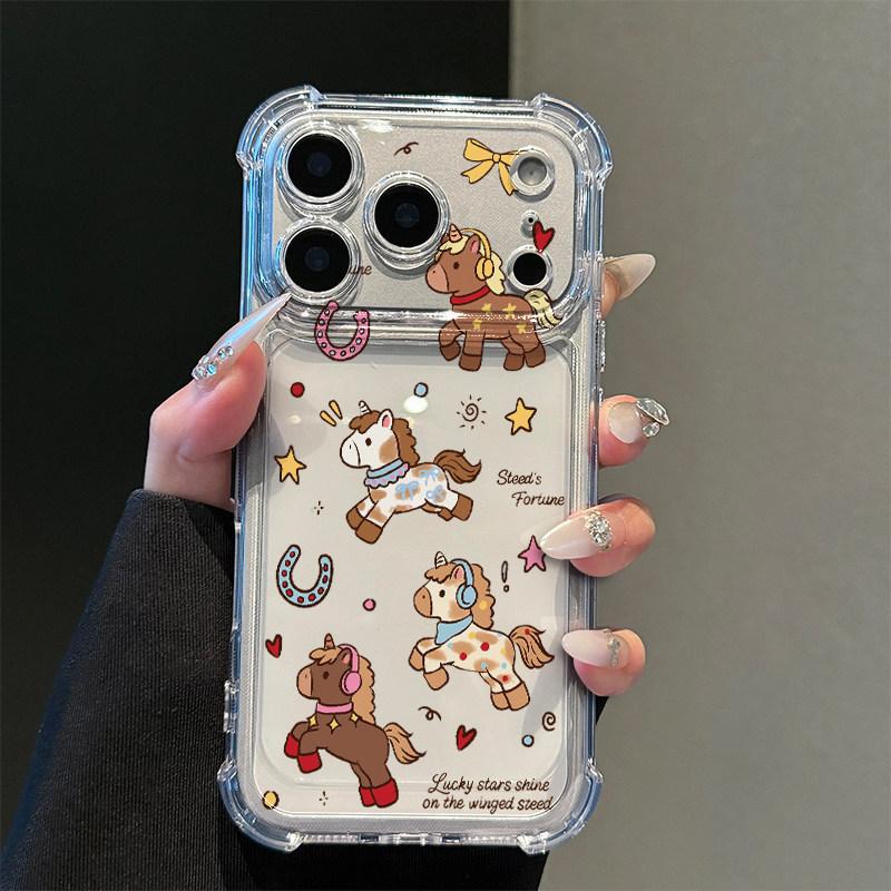 Earphone Pony Is Suitable for Apple 17 Mobile Phone Case Iphone16promax Cartoon 15plus14 All-inclusive Cartoon Case.