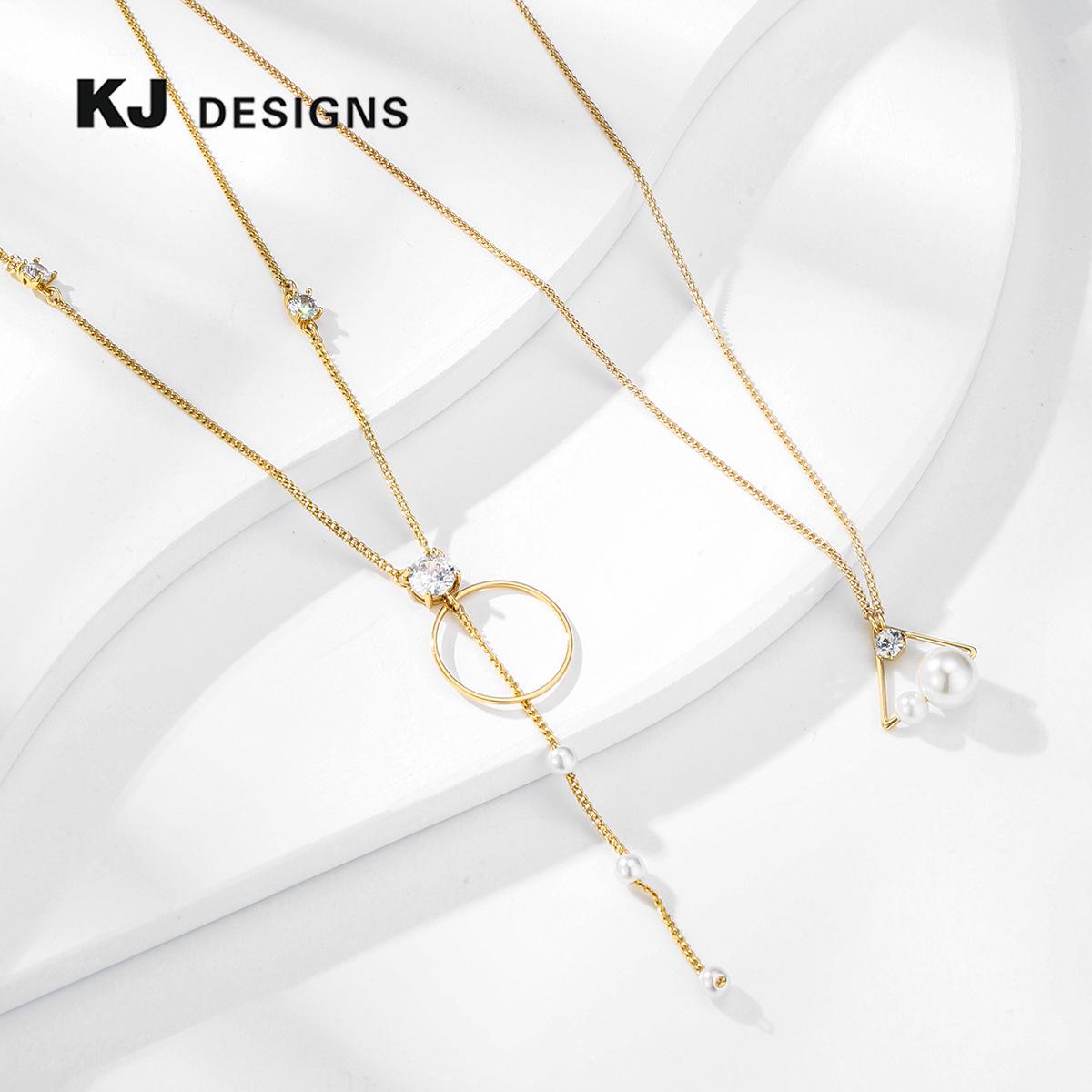 

Kenjie Korean Geometric Pearl Necklace - Women s Simple Gold Choker