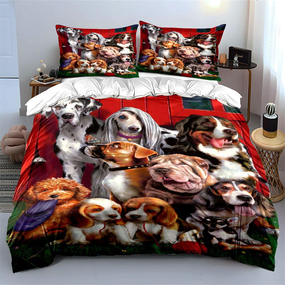 Various Dog Breeds Illustration. Bedding Sets Duvet Cover Sets Duvet Covers Pillowcases(1 * Duvet Cover 2 * Pillowcases Without Duvet Insert)