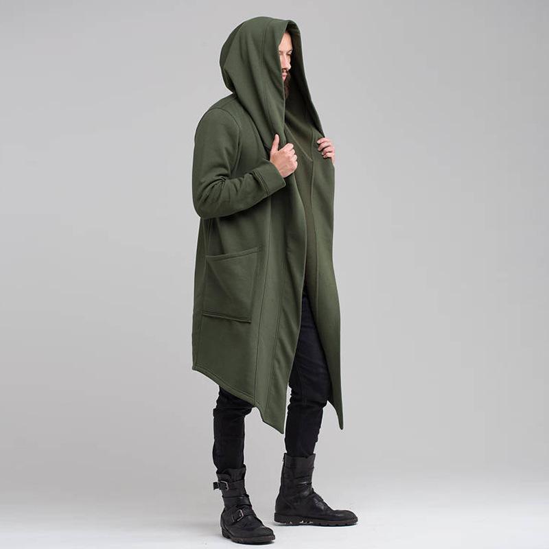 Ultimo Cappotto da Uomo Autunno e Inverno Cardigan Lungo Mantello Cappotto Maglione con Cappuccio