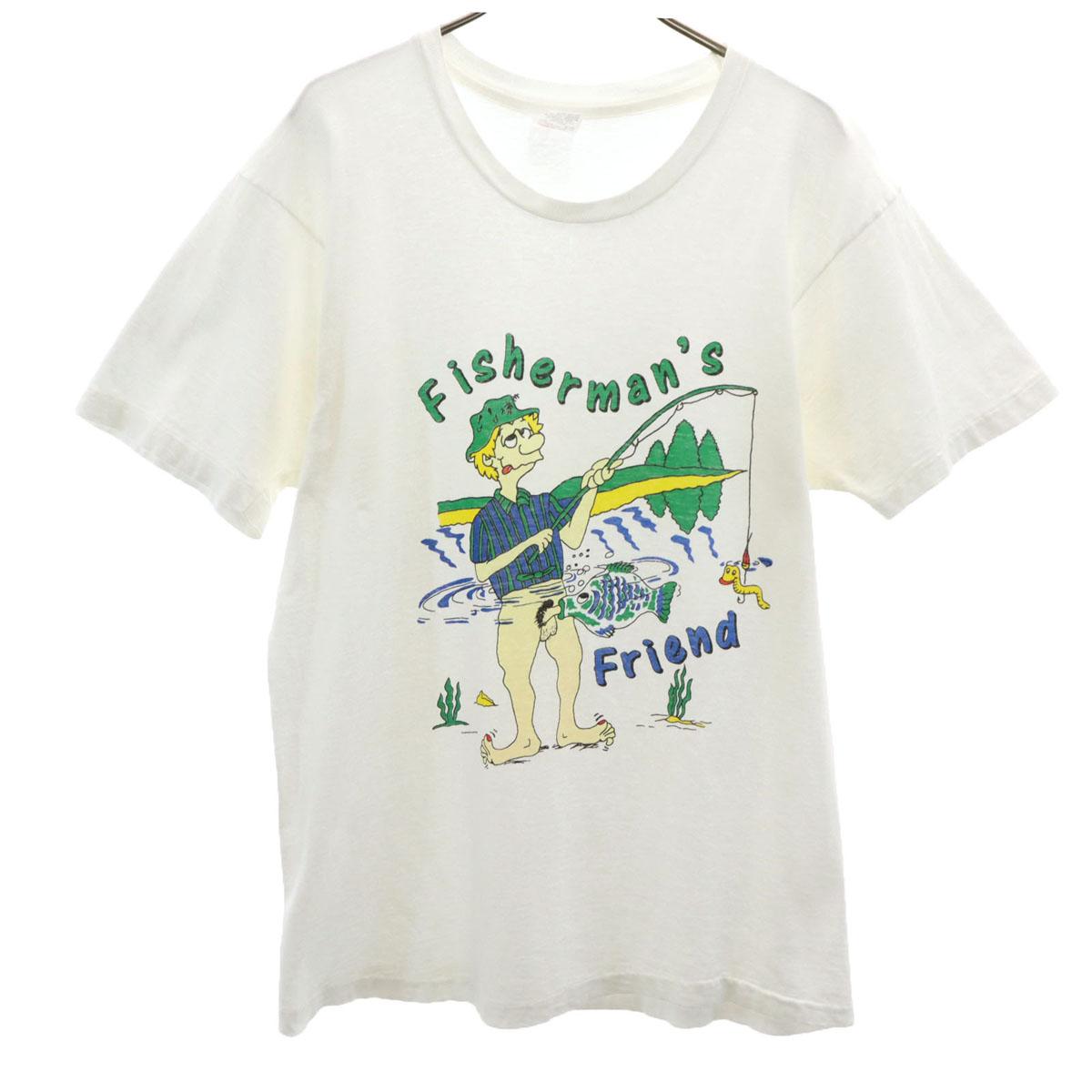 

Hanes Short sleeve T-shirt L white Single stitch Men s Used