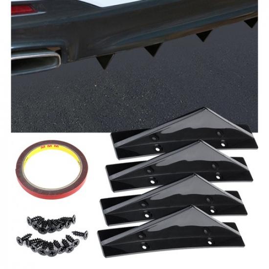 Glossy Black Rear Bumper Spoiler Splitter Lip Diffuser Body Universal Kit 4x