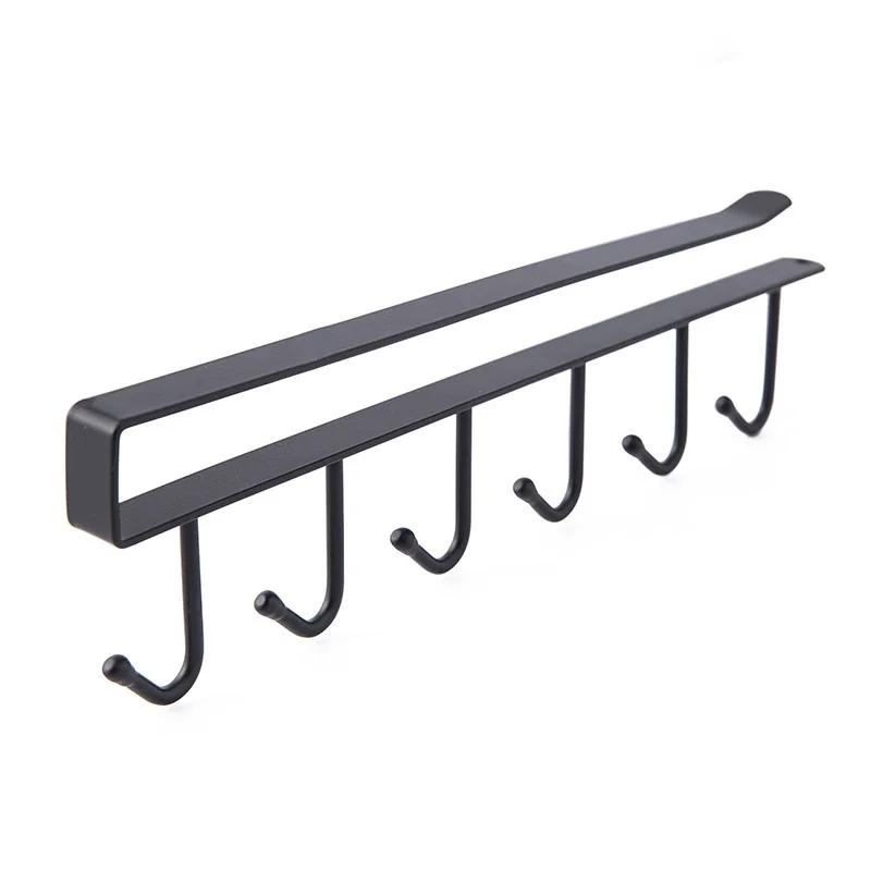 Household Convenience 6 Hooks Multifu Cup Holder Hang Cabinet Under Shelf Rack Metal Cupboard Cabinet Storage Organiser Racks