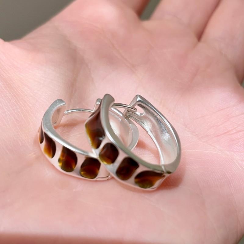 Natural tiger's eye stone series stud earrings for women Maillard exquisite retro earrings niche light luxury high-end temperament earrings