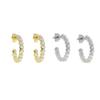 Factory Price White Pearl Half Hoop Stud Earring for Women Gold Filled Beads Setting Pearl Party Wedding Jewelry