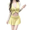 French Spicy Women's Vacation-Style Long Sleeve Bikini & Cover-Up Set