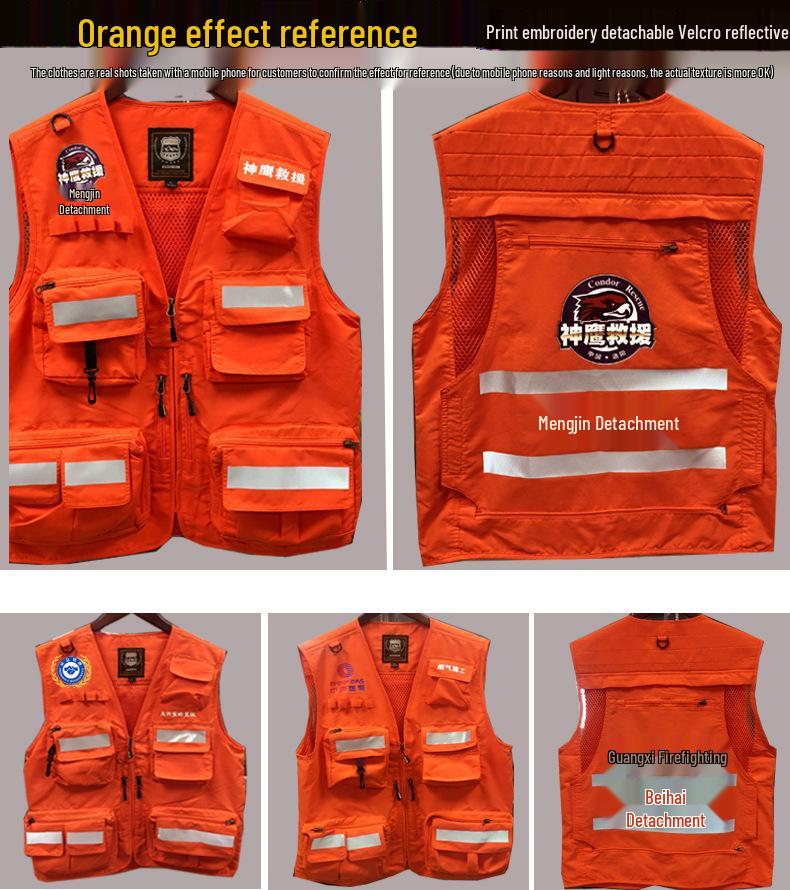 Custom Emergency Rescue Reflective Vest with Logo for Red Cross, Volunteer, and Communication Liaison