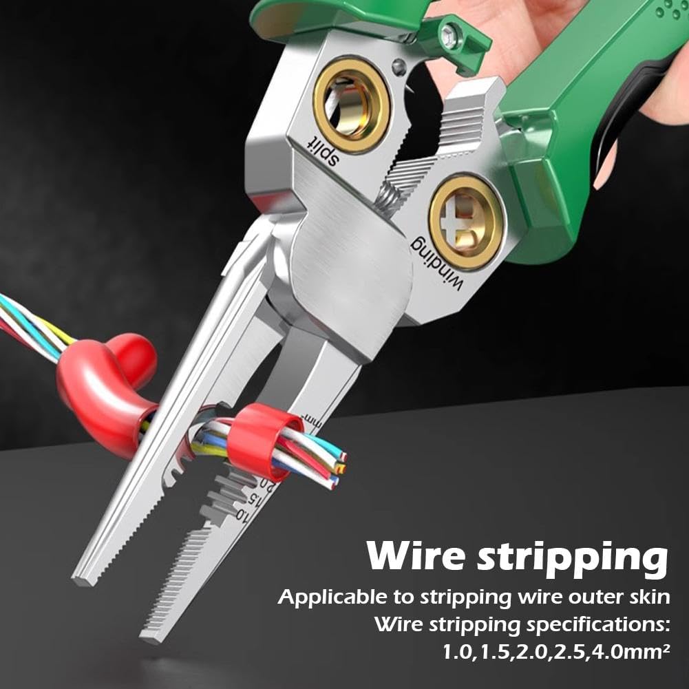 Wire Strippers with Electricity Measurement Function, 8in1 Wire Stripping Pliers for Cutting and Pulling Wires, Cable Scissors for Scraping and