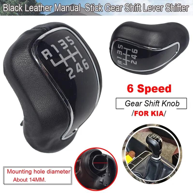 6 Speed Black Leather Car MT Gear Shift Knob Lever Stick Shifter Knob For Kia Forte Cerato K3 for Hyundai IX25 Creta 2012-2016