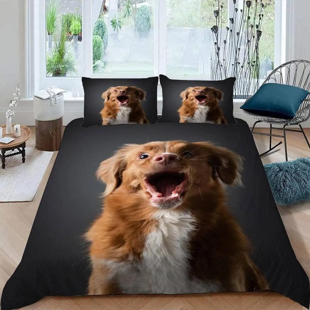 Dogs Duvet Cover Set Cute Animal Bedding Set Microfiber Bernese Mountain Dog Comforter Cover Twin Full Size For Kids Teens Boys