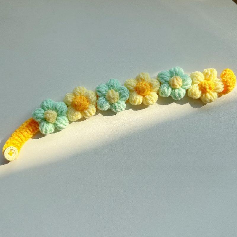 Haustier Handgefertigt Dreidimensionales Garn Blume Halsband Niedlicher Schal Dekorative Accessoires Hund Katze