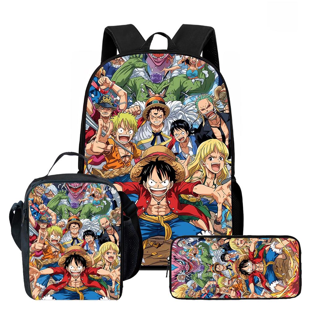 15 Inch One Piece 3-in-1 Backpack Set Unisex for Boys and Girls Age 6-10, Light Weight School Kit with Lunch Bag & Pencil Case