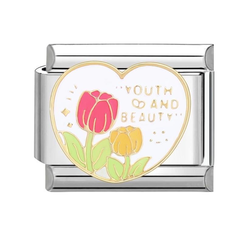 

Cartoon Cute Cats Sunflower Tulip Castle Italian Charm Links Stainless Steel Fit 9mm Bracelet Jewelry DIY Making Gifts Wholesale