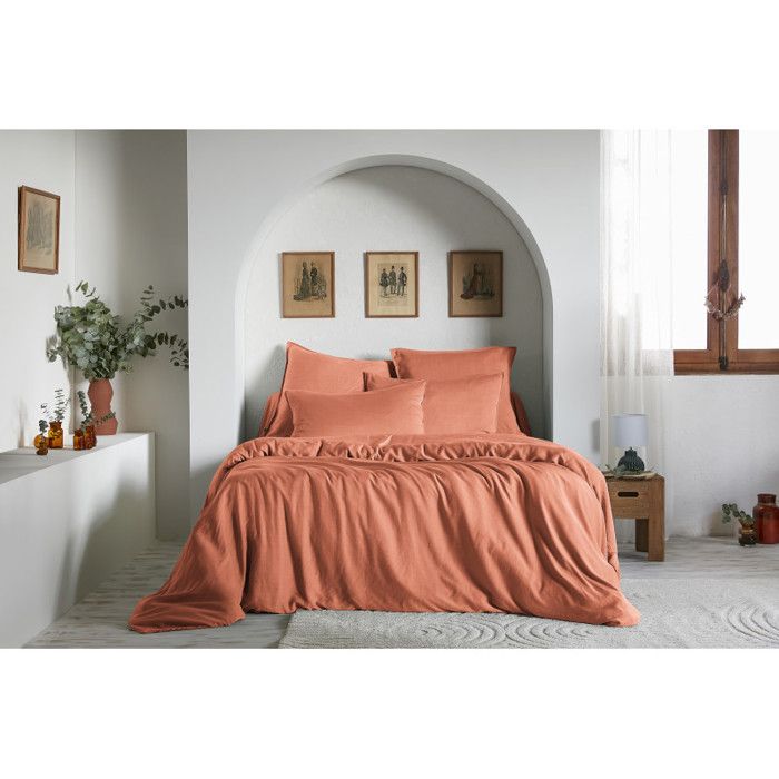 Housse de couette "Lysandre" toutes dimensions "Lyocel" L'effet Papillon - Lysandre Terracotta - Housse de couette 260 x 240 cm