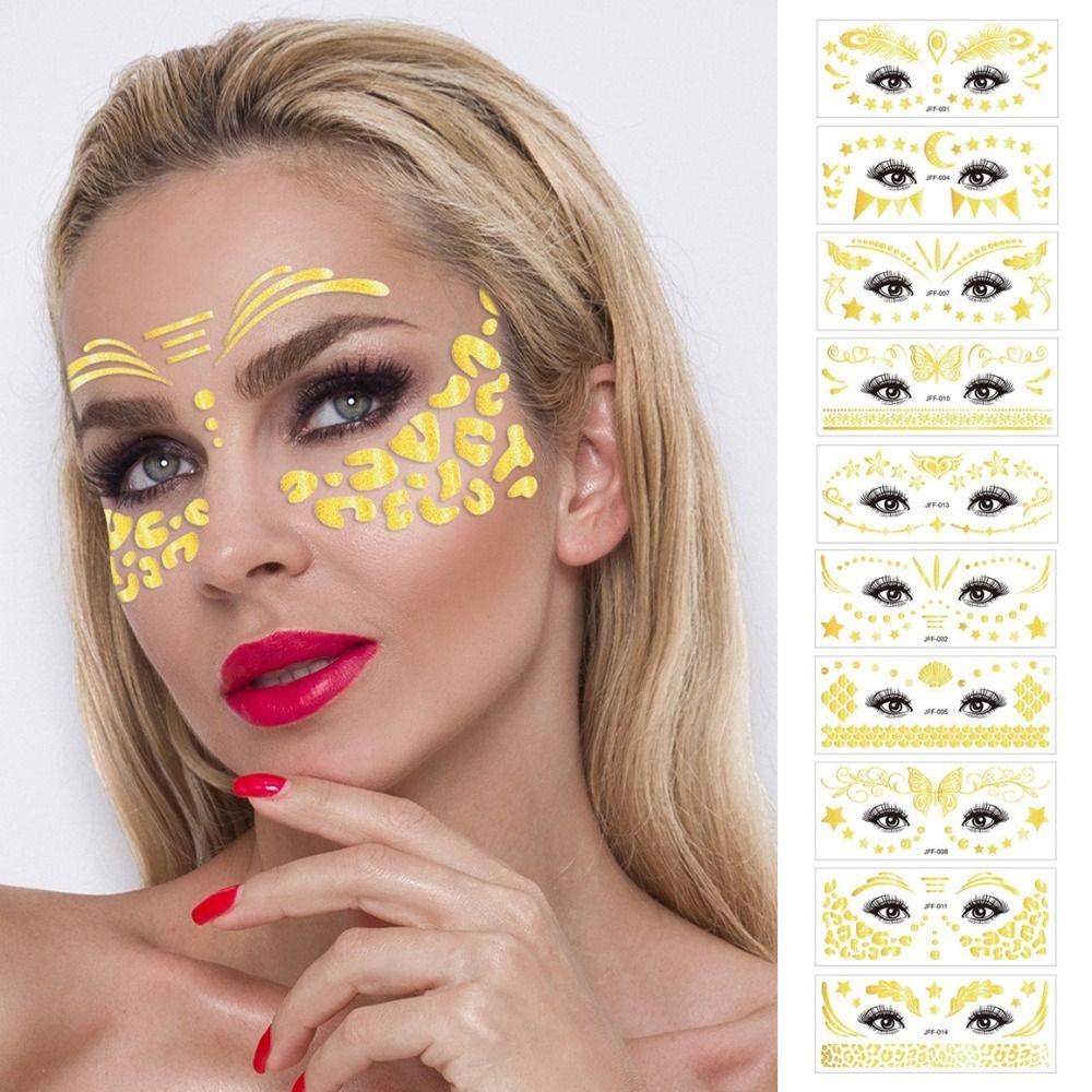 Waterproof Makeup Face Tattoo Glitter Stickers Freckle Sparkles Tattoo Festival Accessories