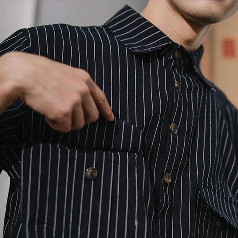 Letní košile Pánská Krátký rukáv Trend Retro Pruhované POLO Košile Mládež Volné Ležérní Bunda Top Tričko