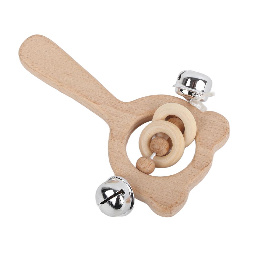 

Beech Wood Bear Hand Teething Wooden Baby Rattles Toy Stroller Toys