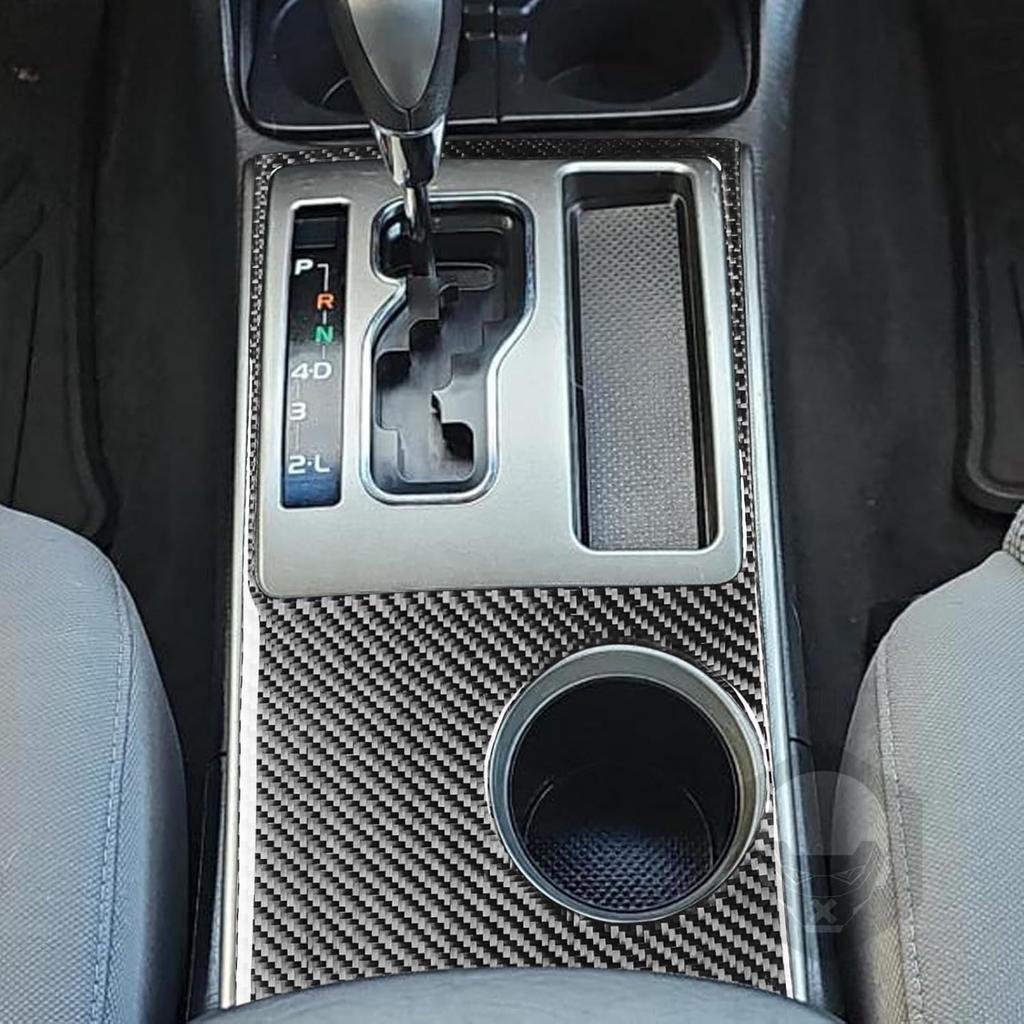 Carbon Fiber Center Console Car Gear Shift Knob Water Cap Holder Panel Cover Carbon Fiber Sticker Car Interior Trim Compatible with Toyota Tacoma