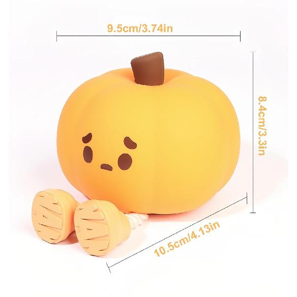 2024 Cute Pumpkin Night Light, Touch Lamp with 3 Brightness Levels, Soft Silicone Rechargeable Warm Light for Women and Kids