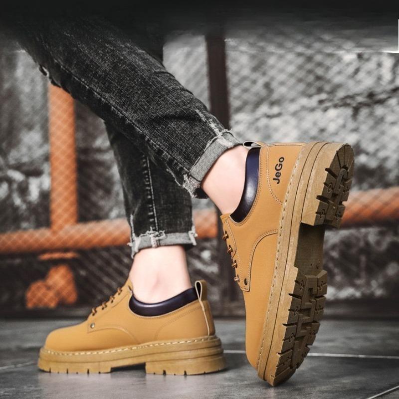 Fashion Shoes for Mens Retro Tooling Shoes British Platform Wide Round-Toe Derby Shoe Low-Top Fad Casual Men's Shoes Zapatillas Comodas