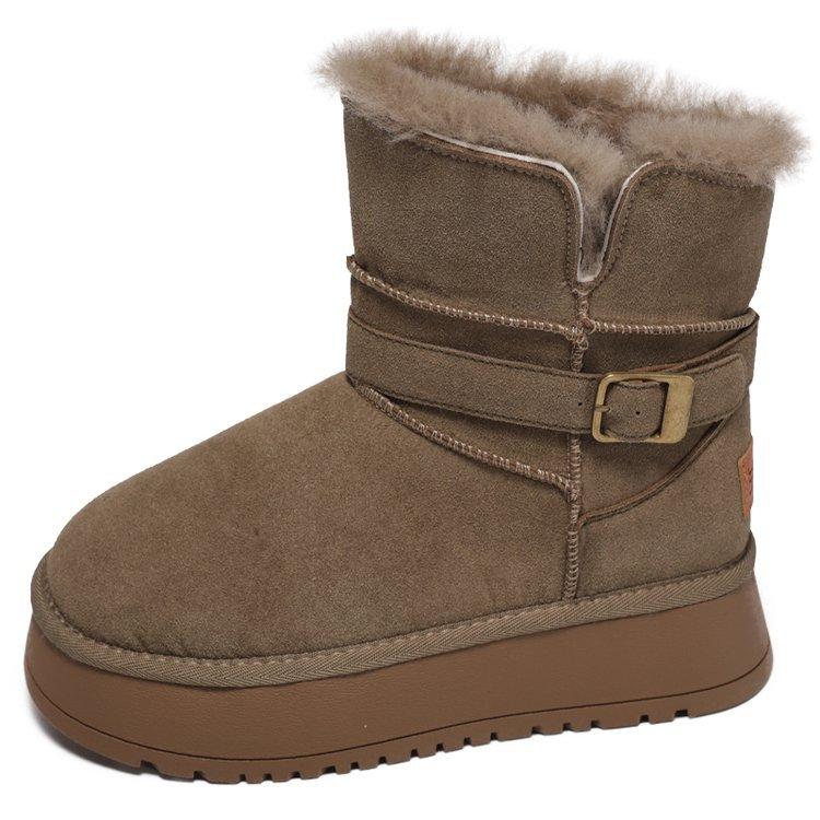 

Зимние женские сапоги-луноходы из натурального меха на толстой подошве, с новым набивным и утолщенным теплым мехом Санпо 40