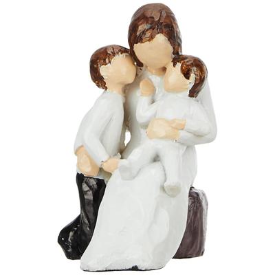 Beautiful Hand Painted Resin Miother and Child Statue (Pack of 1), People, White