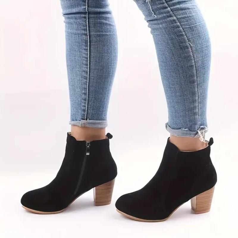 Новые модные однотонные теплые сексуальные короткие сапоги на высоком каблуке зимние повседневные удобные и элегантные женские туфли с боковой молнией 35 3594₽