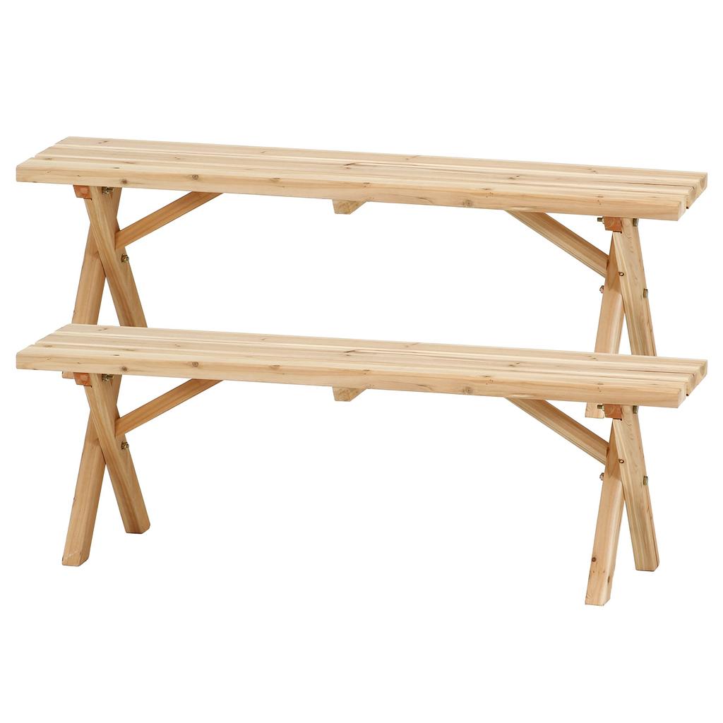 Fuji Boeki Garden Table Set BBQ Table Bench Set Width 120 X Depth 75 X Height 65cm Natural For 4 People With Stove Space With Parasol Hole Cedar Wood
