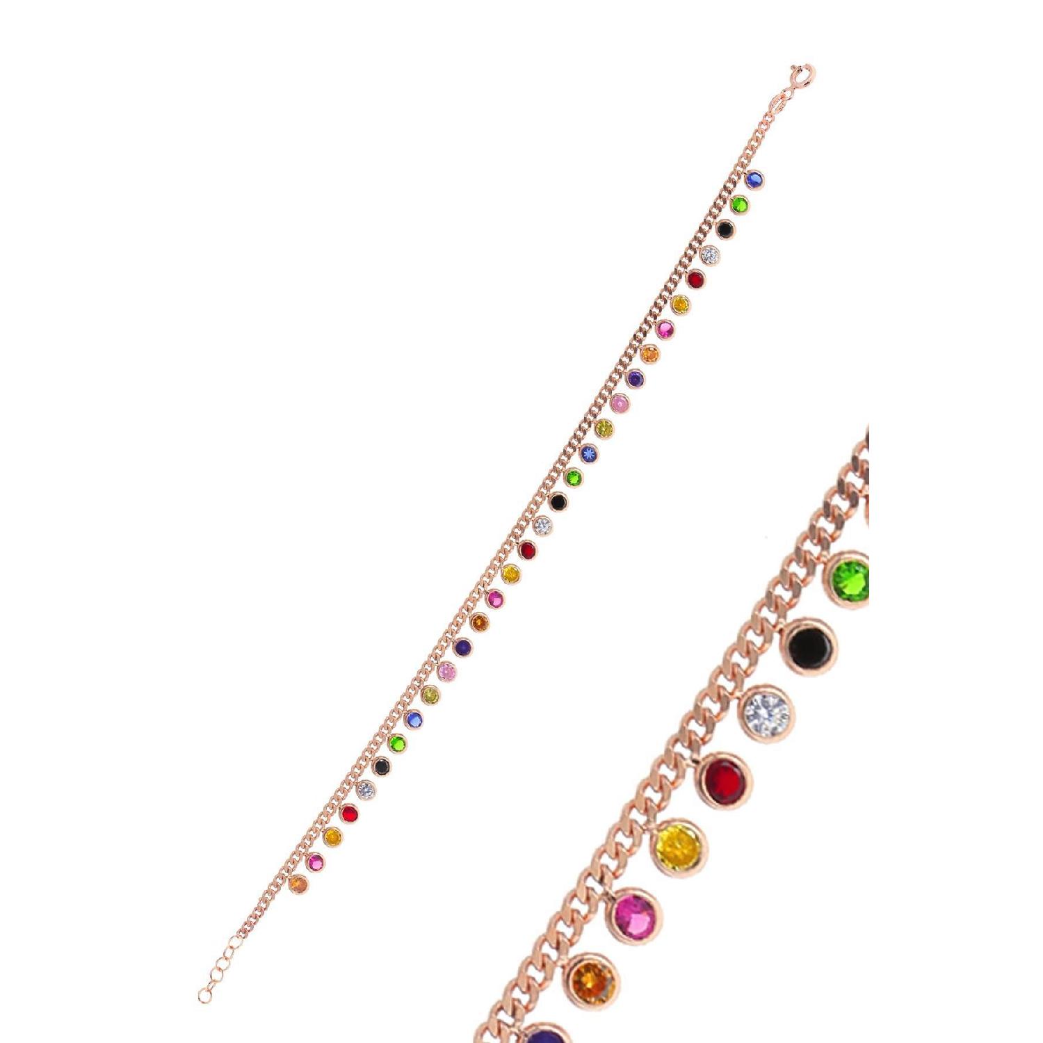 

Silver Rose Colorful Stone Gurmet Zincirli Ati