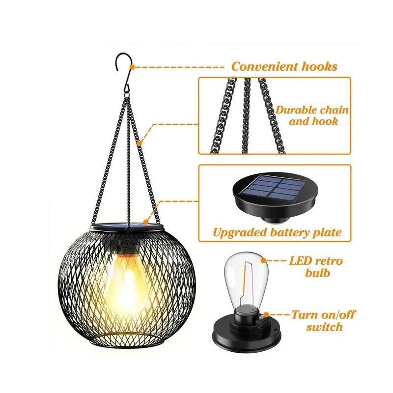 Solar Lanterns Outdoor Waterproof Hanging Solar Lights Upgraded Brighter Auto On/Off Lighting for Yard Patio Pathway Porch Garden Landscape Decoration