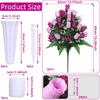 Lodou Artificial Cemetery Flowers,Outdoor Grave Decorations Roses,Arrangements Bouquet with Cemetery Vase, Silk Flowers for Long-Lasting Remembrance