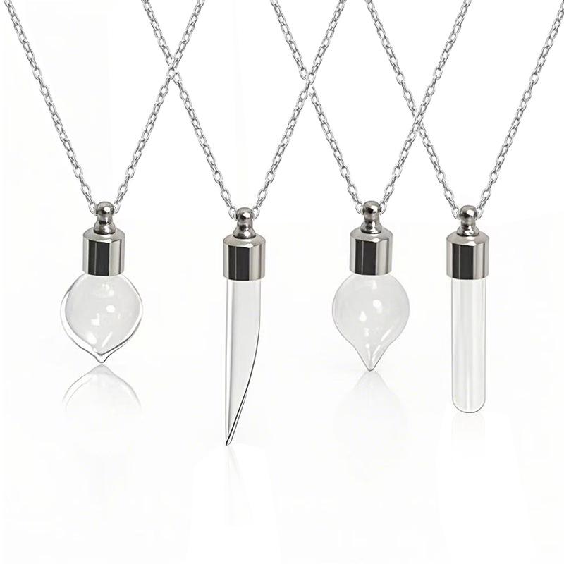 Mini Titanium Staal Ketting met Twist-Open Wensfles Hanger voor Babyhaar en Cinnaber Opslag