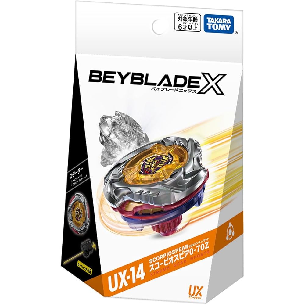 Takara Tomy Beyblade X UX-14 Starter Scorpion Spear 0-70Z Toy Spinner
